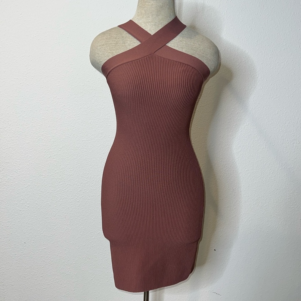 Babaton Aritzia Criss Cross Ribbed Knit Dress
